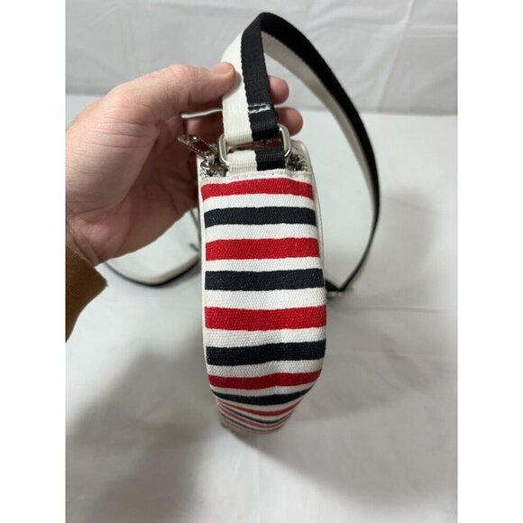 Brighton Love Scroll Cross Body Bag Canvas White Black Red Hearts - Picture 7 of 11